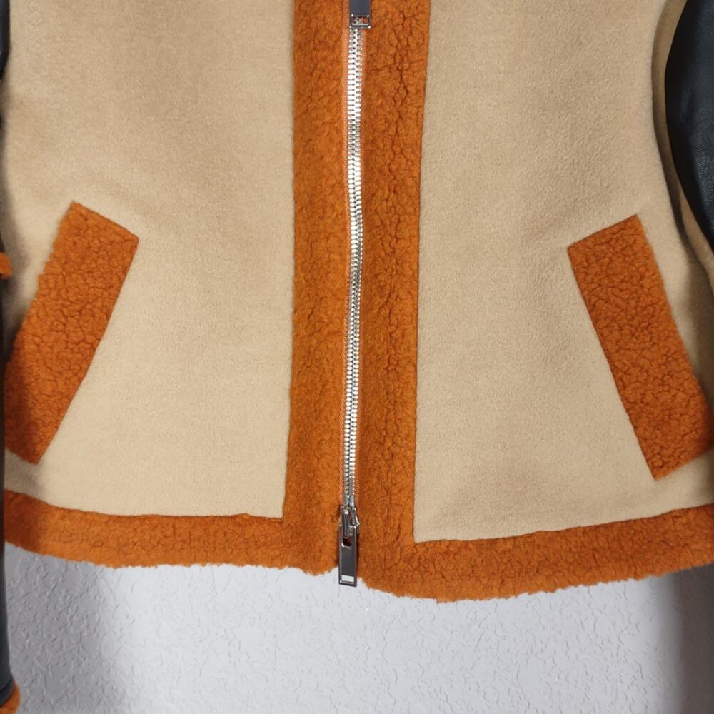 Jonathan Simkhai Adelyn Virgin Wool Sherpa Bomber Aviator Color Block Jacket XS - Picture 11 of 16